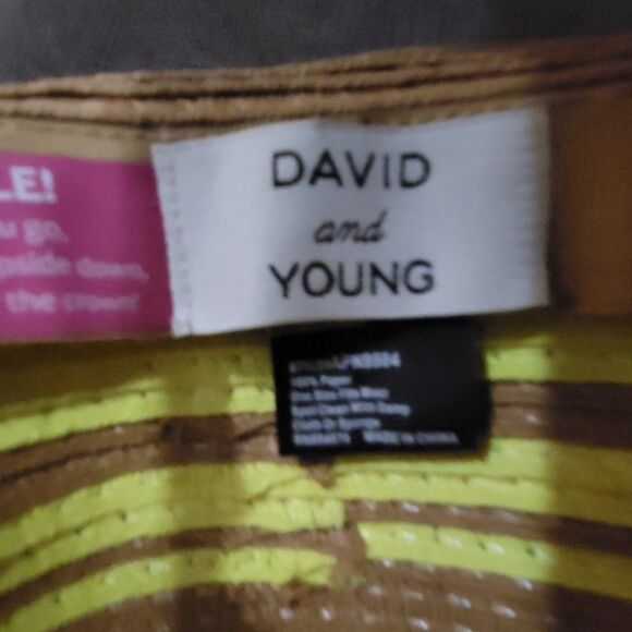 David and Young Women's Tan & Yellow Sun Protection Beach Hat Size OS - Picture 8 of 10